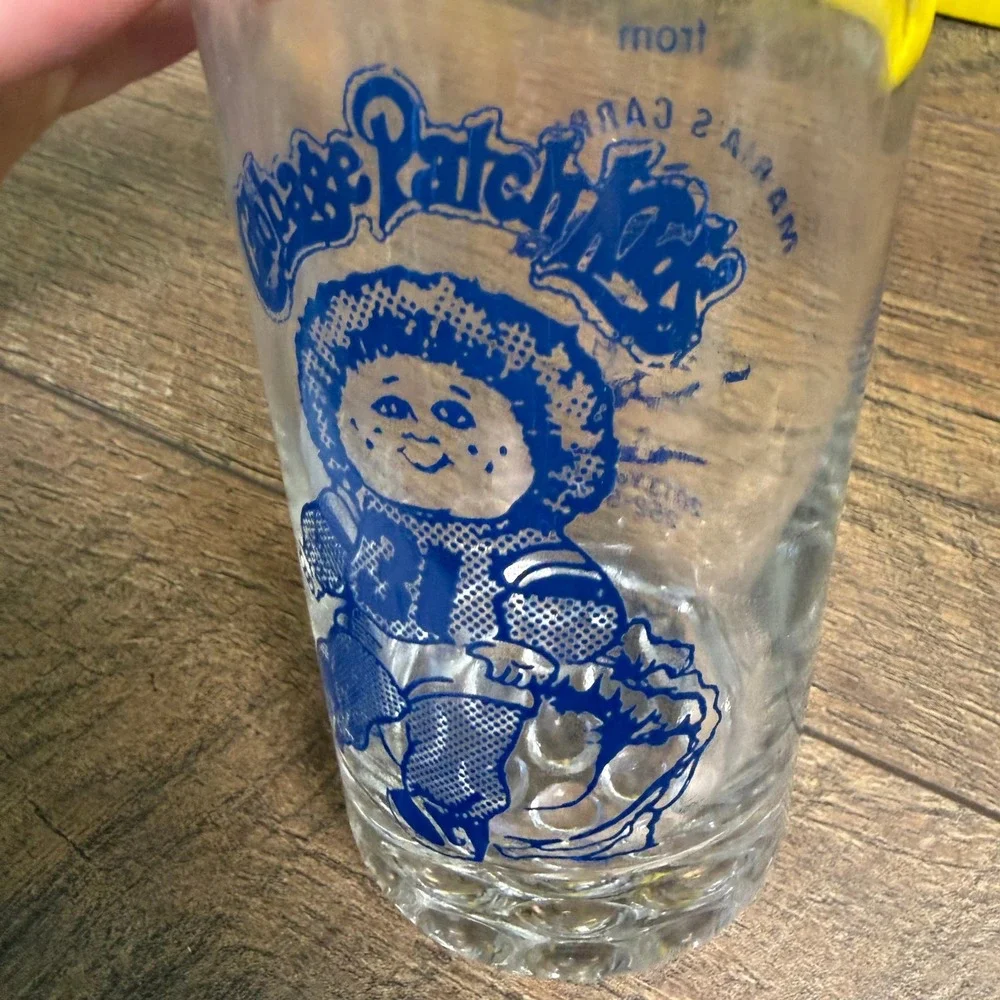Vintage Cabbage Patch Kids Maria's Carry‎ Out Glasses Set of 3 Bubble Base